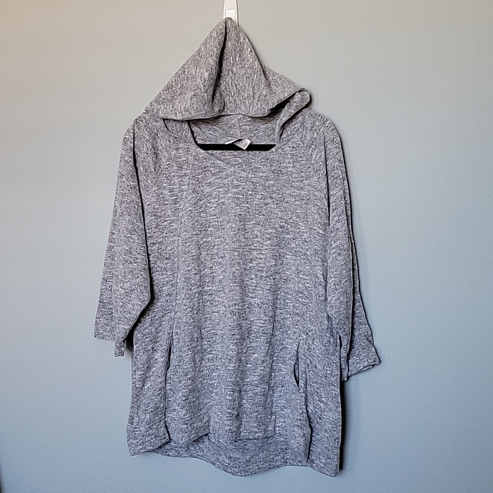 CJ Banks Comfy Cozy gray NWT soft fleece 3/4 Sleeve hoodie 2X